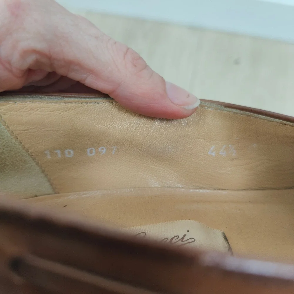 Vintage 1980s Gucci Loafers‎ Mens 44.5 11.5 Tan Leather Tassel Preppy